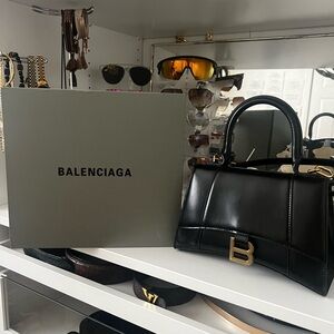 BALENCIAGA HOURGLASS SMALL HANDBAG BOX IN BLACK